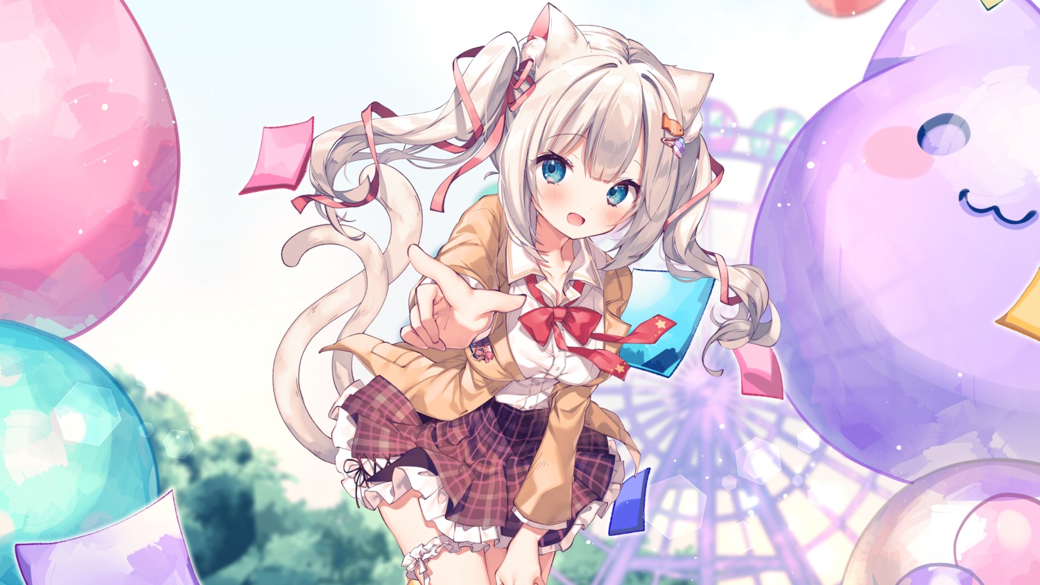 ana, animal_ears, garter, indie_virtual_youtuber, nekomimi, seifuku, tail, tsukimachi_nyamo