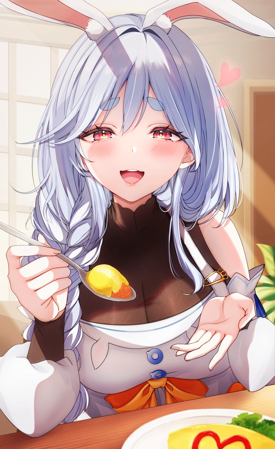 animal_ears, bunny_ears, cleavage, hololive, pekomama, see_through, yu_lei