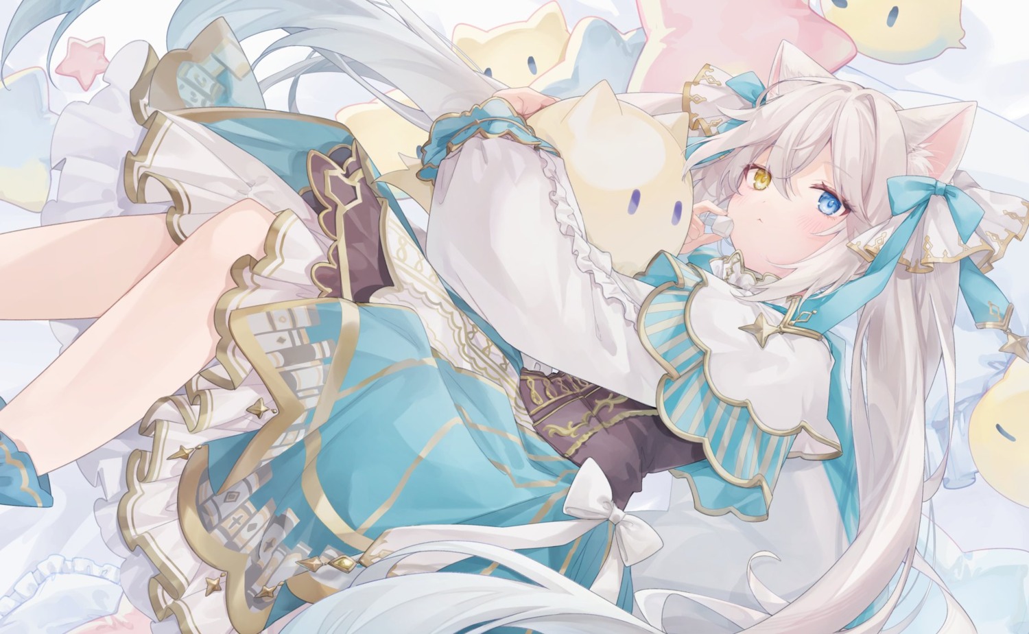 animal_ears, dress, heterochromia, nekomimi, ukishizumi