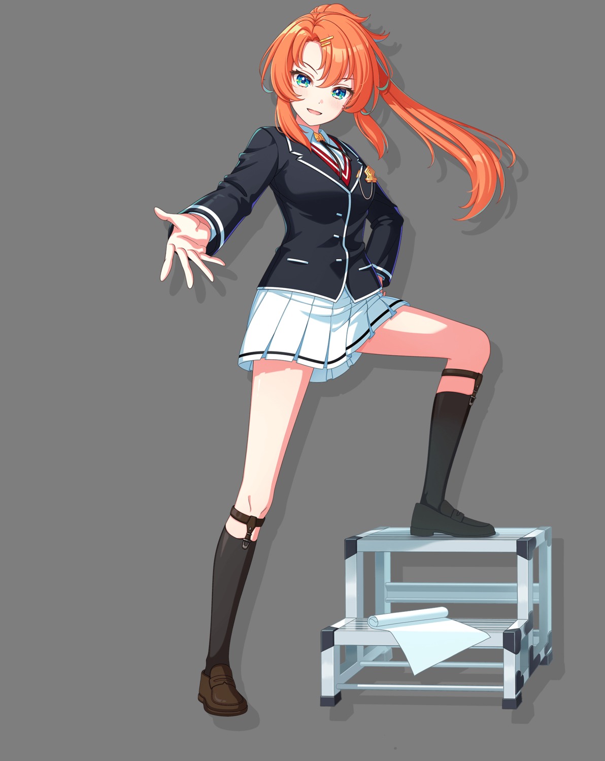 ramona_wolf, seifuku, skirt_lift, sweater, tagme, transparent_png, world_dai_star