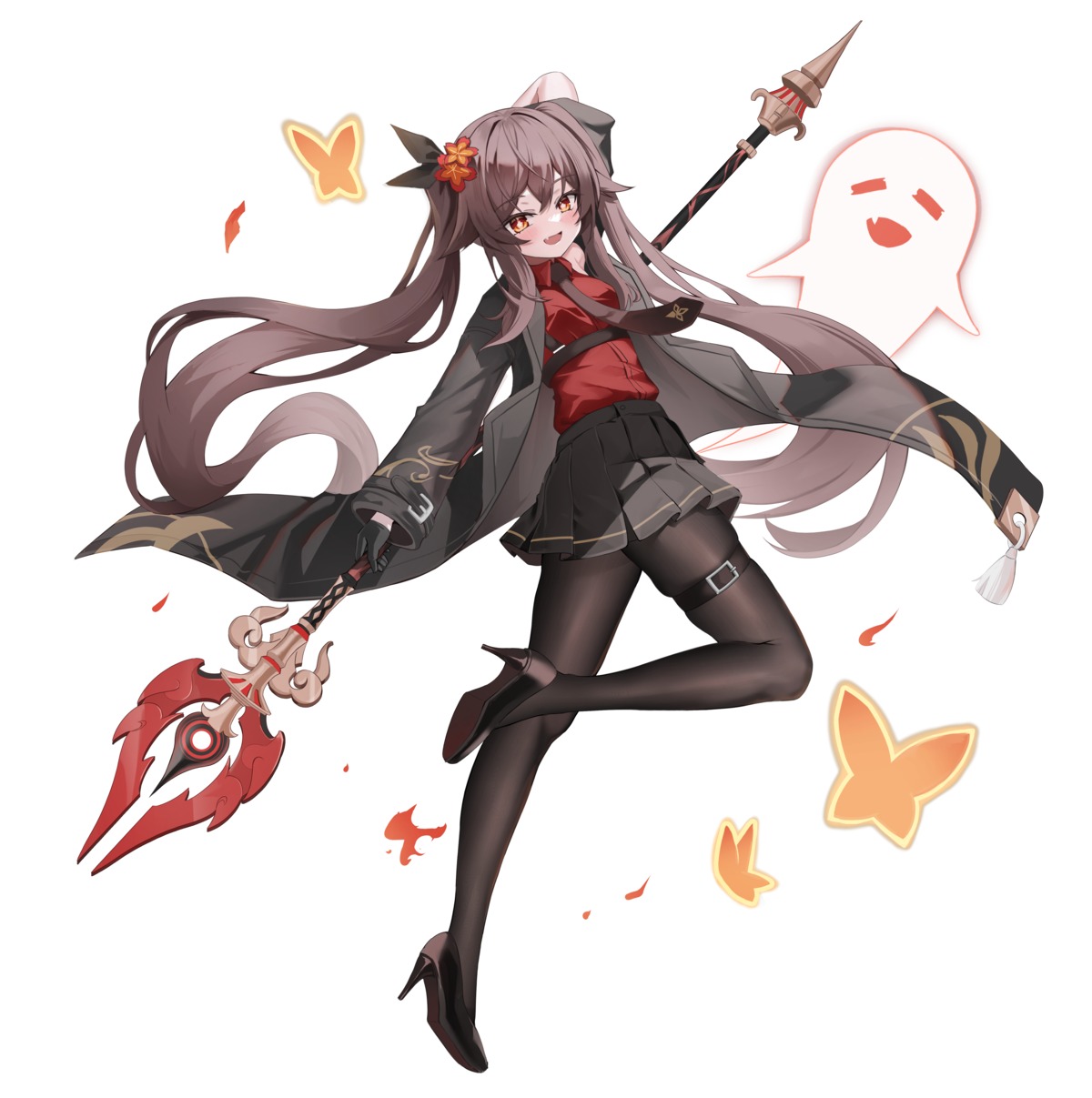 garter, genshin_impact, heels, hu_tao, j.j_(66752902), pantyhose, weapon
