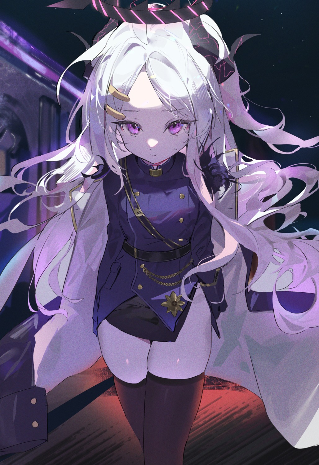 blue_archive, halo, horns, r_aeel, sorasaki_hina, thighhighs, uniform