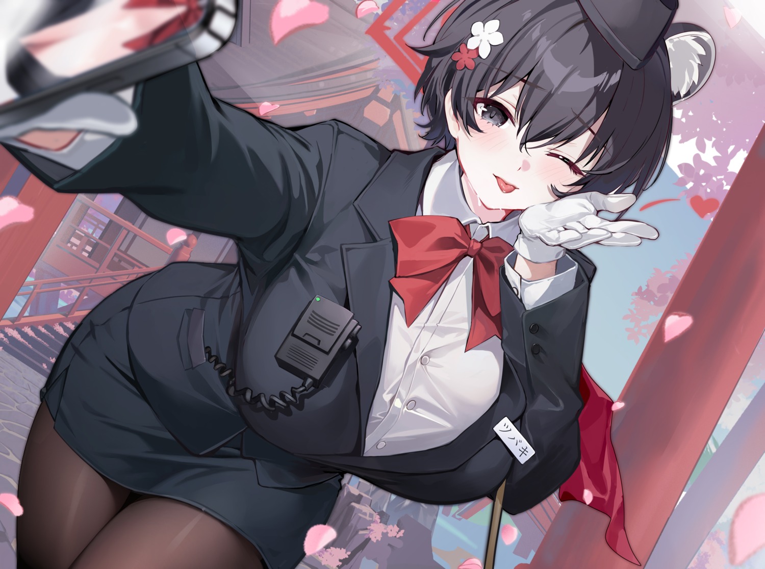 animal_ears, blue_archive, halo, kasuga_tsubaki, kikimi, pantyhose, uniform
