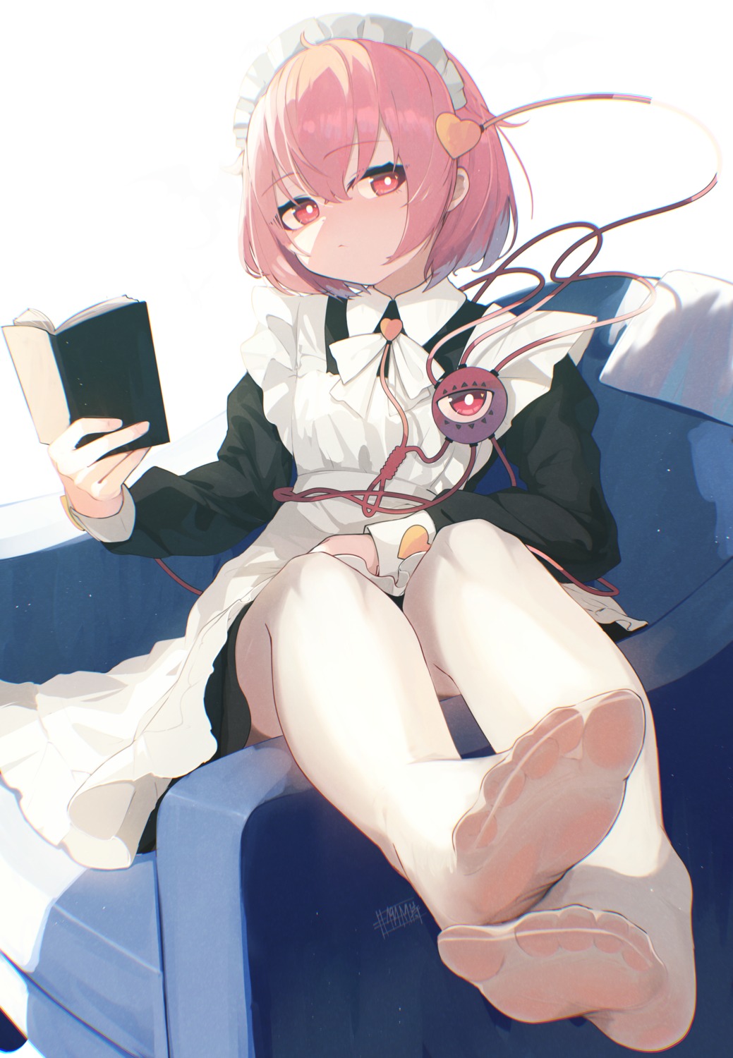 feet, komeiji_satori, maid, see_through, senzaicha_kasukadoki, thighhighs, touhou