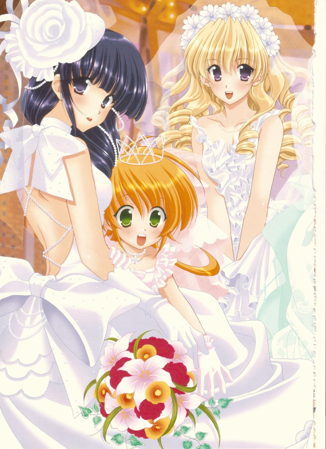 dress, fukuyama_risa, girls_bravo, hare_nanaka_koyomi, lana_jude_tomoka, mario_kaneda, wedding_dress