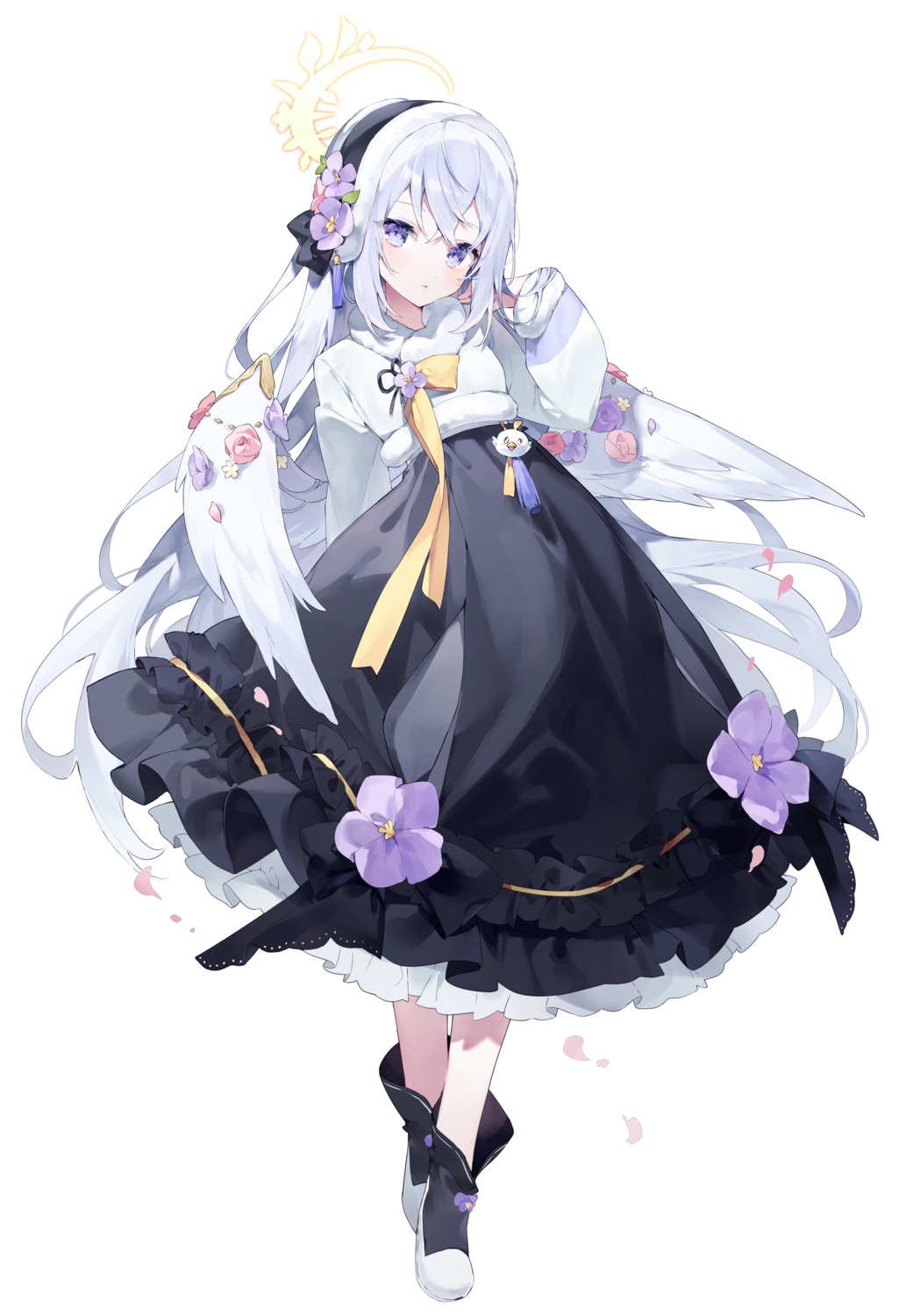 angel, asian_clothes, blue_archive, meunhongcha, shirasu_azusa, wings