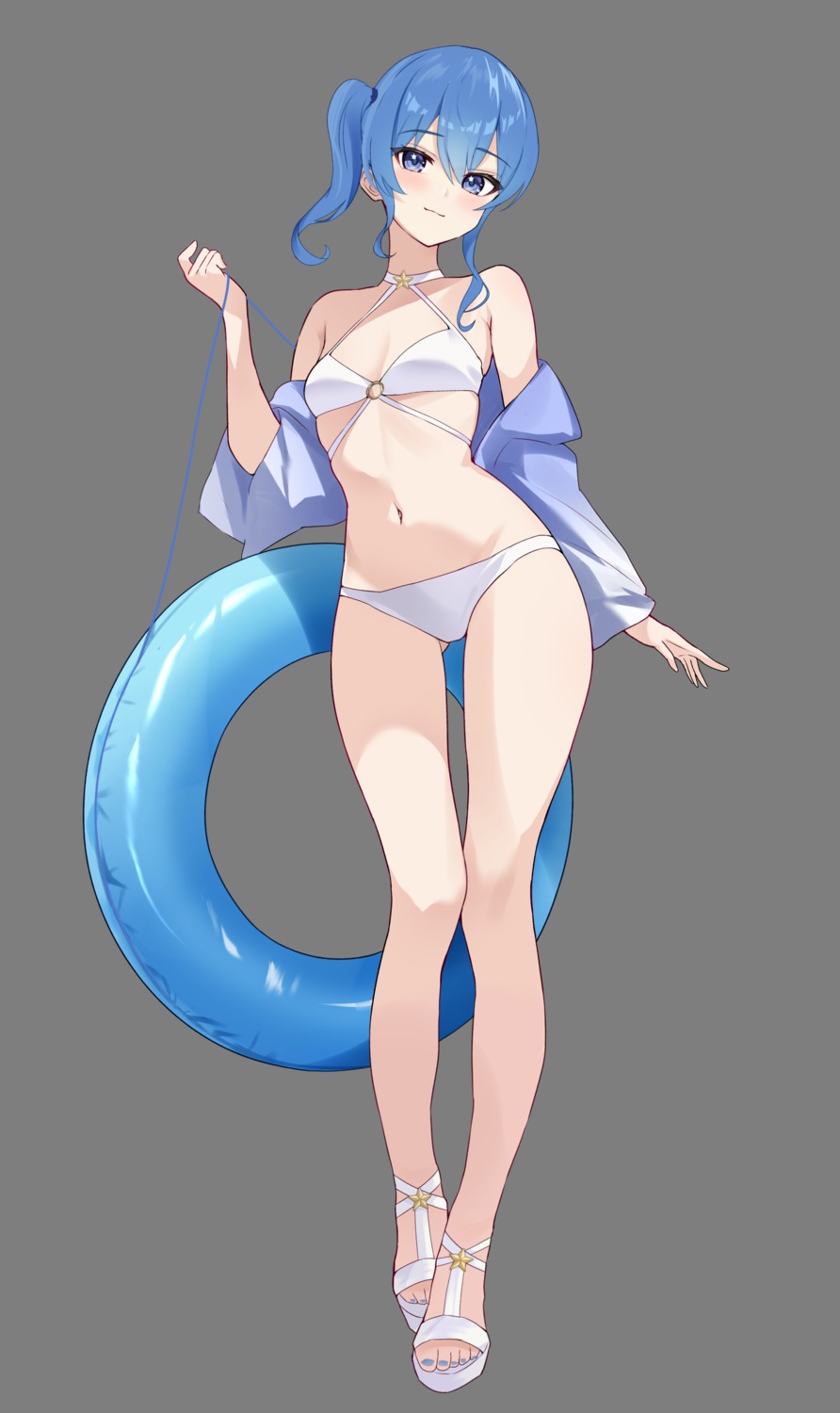bikini, fawny, hololive, hoshimachi_suisei, open_shirt, swimsuits, transparent_png