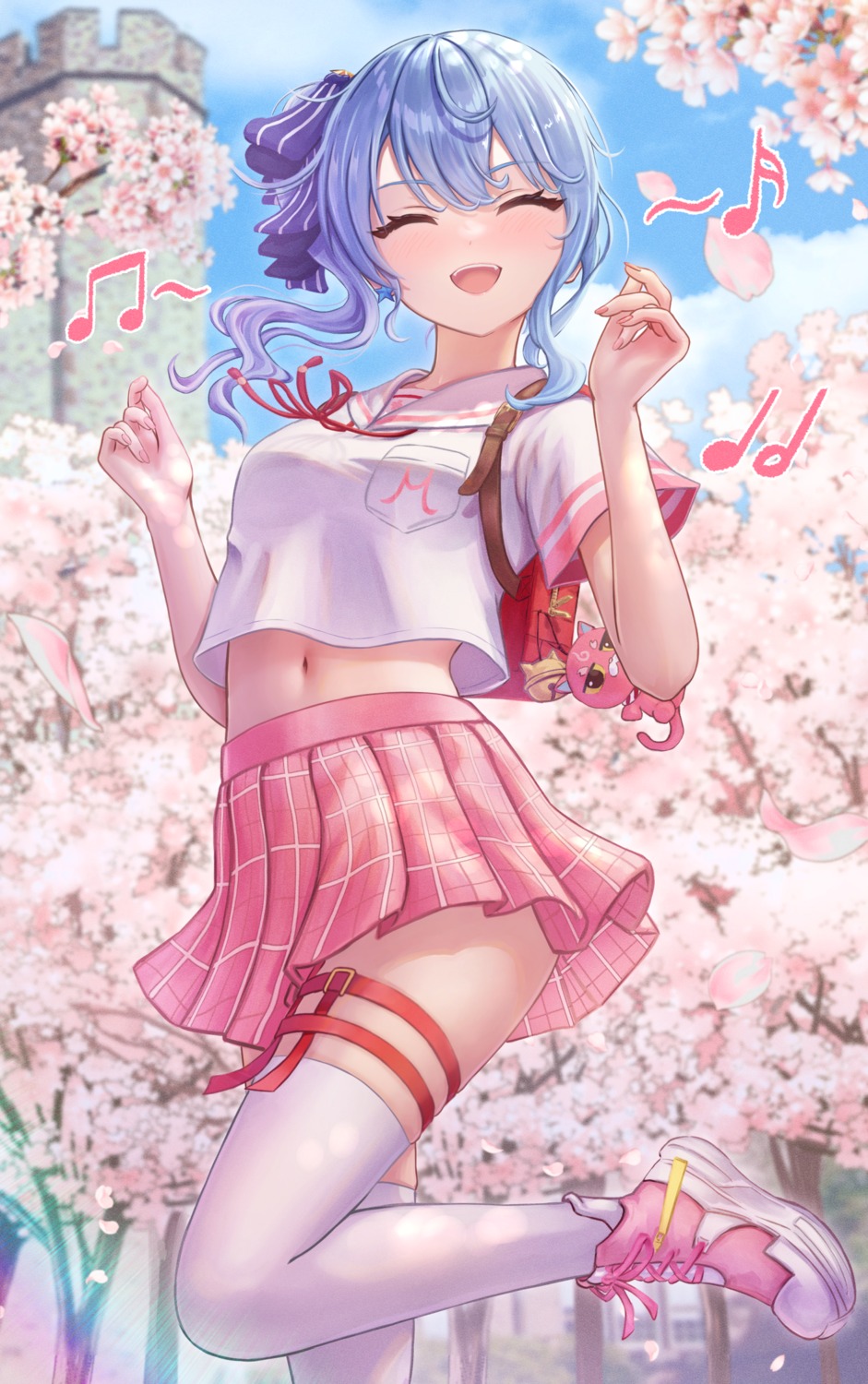 garter, hololive, hoshimachi_suisei, seifuku, thighhighs, wajuniorbox