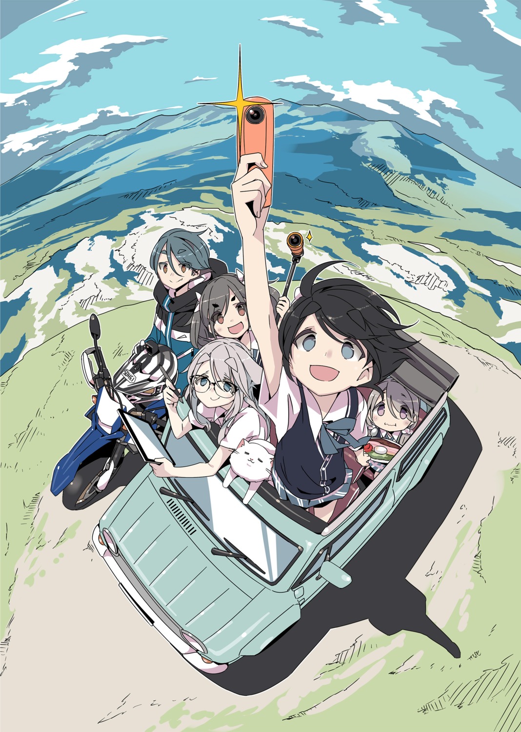 afro, akiyama_haruno, amamiya_satsuki_(mono), kiriyama_an, komada_kako, megane, mono_(afro), neko