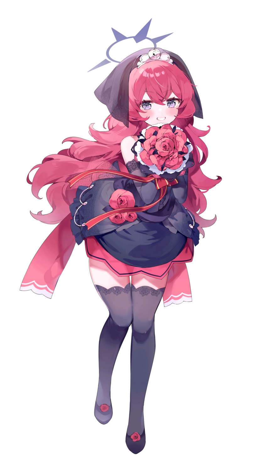blue_archive, dress, gothic_lolita, halo, lolita_fashion, meunhongcha, natsume_iroha, thighhighs