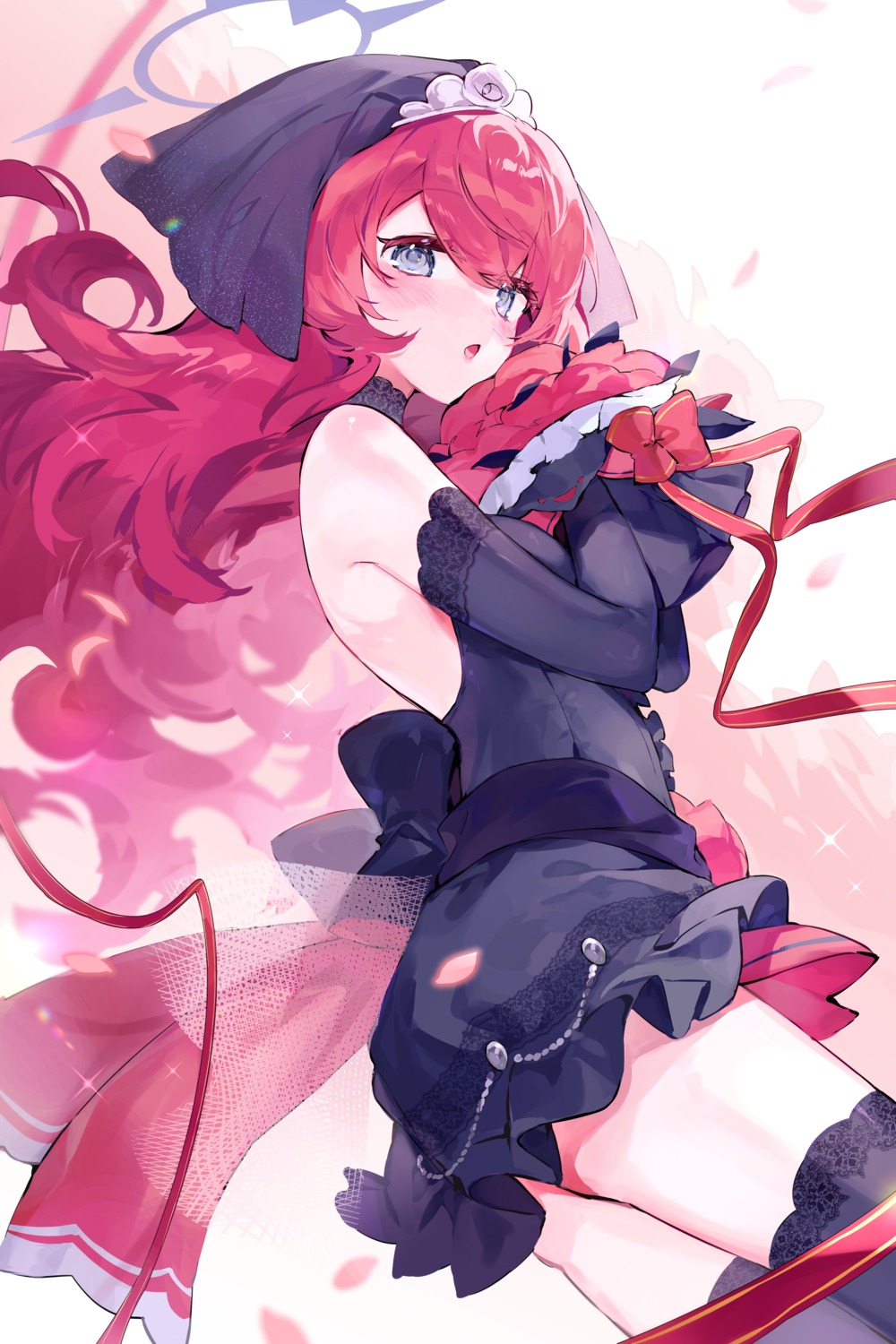 blue_archive, dress, gothic_lolita, halo, lolita_fashion, meunhongcha, natsume_iroha, no_bra, thighhighs