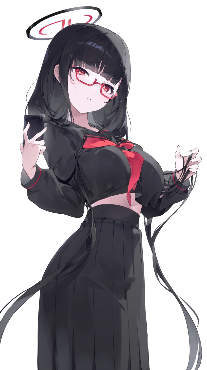blue_archive, halo, megane, meunhongcha, seifuku, tsukatsuki_rio