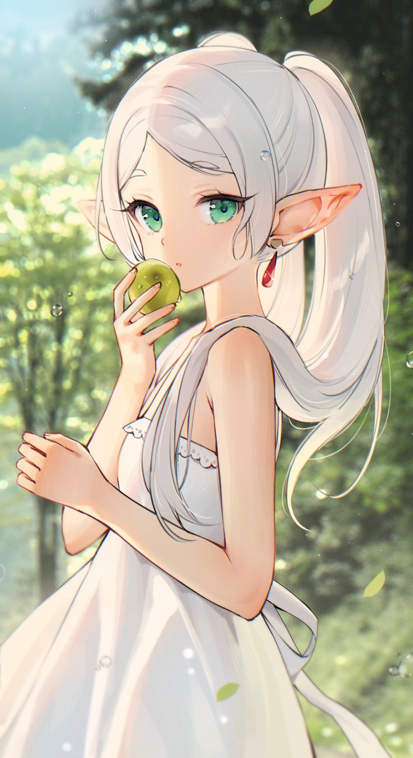 dress, elf, frieren, nami_(nyaa), pointy_ears, sousou_no_frieren, summer_dress