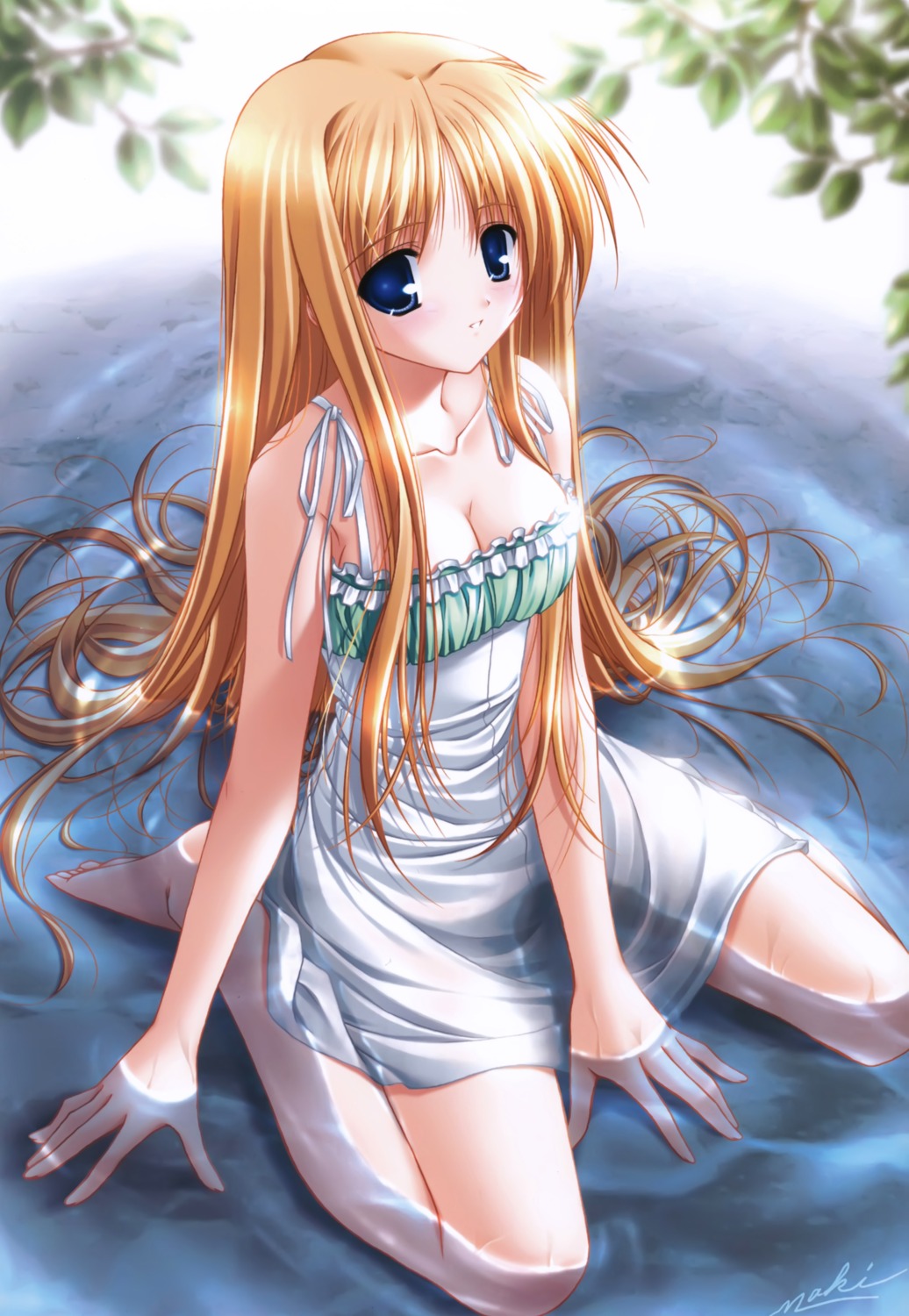cleavage, dress, sakaki_maki, wet_clothes