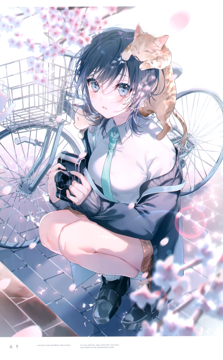 miwano_rag, neko, sanshoku_nattou_meshi, seifuku, sweater