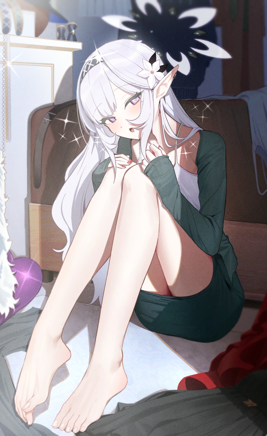 akeboshi_himari, blue_archive, feet, halo, pointy_ears, zanya_000