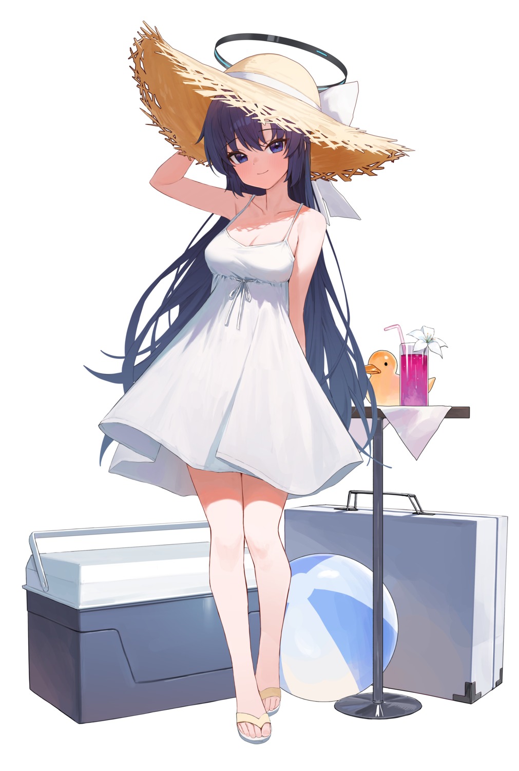 blue_archive, dress, gnns, halo, hayase_yuuka, summer_dress