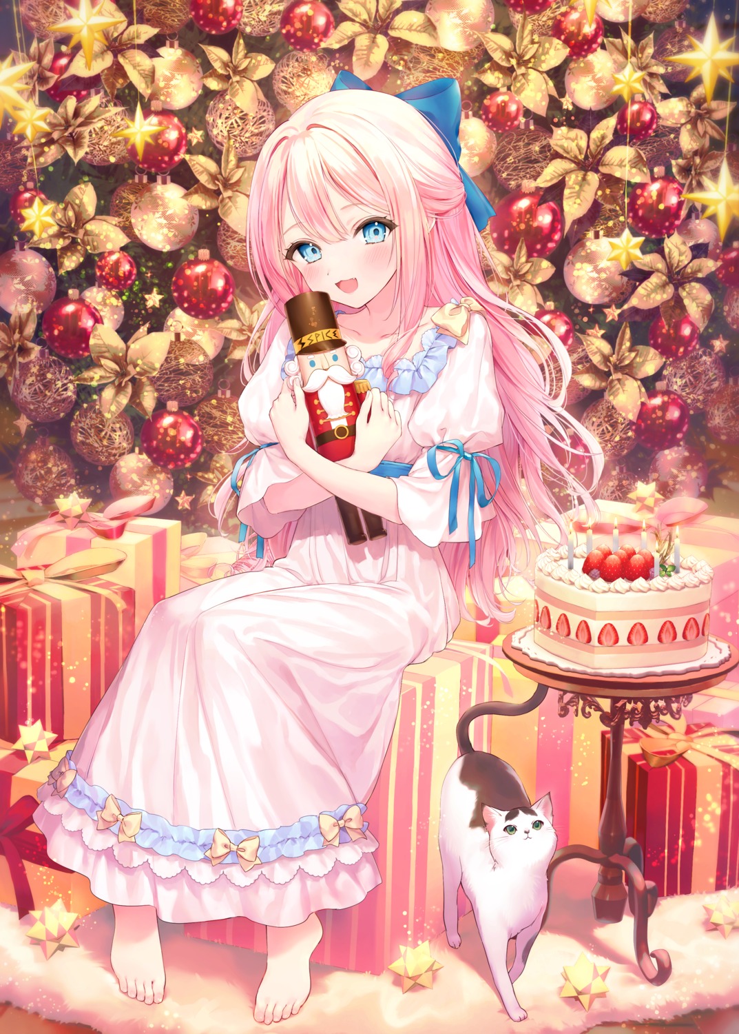 christmas, iriam, neko, nonomiya_(817nono), pajama, tsukise_yuru