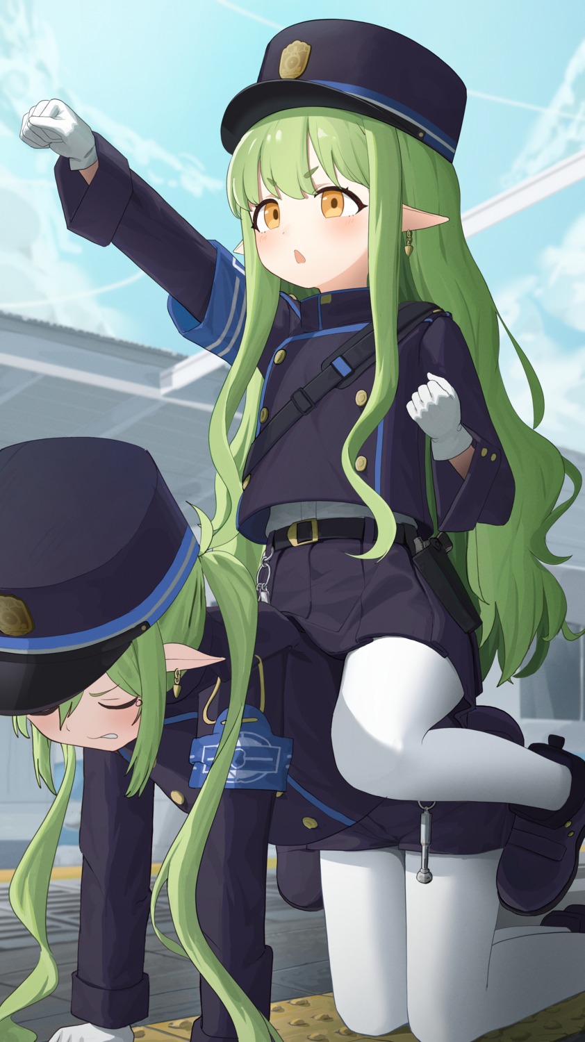 blue_archive, hub_(havu_obi), pantyhose, pointy_ears, tachibana_hikari, tachibana_nozomi, uniform