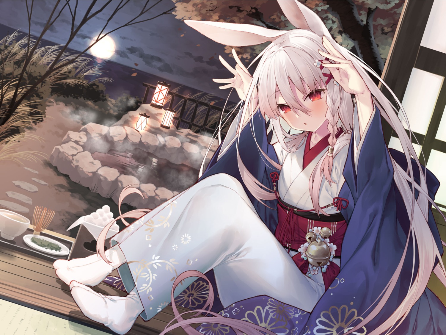 animal_ears, bunny_ears, kimono, onsen, tokuno_yuika