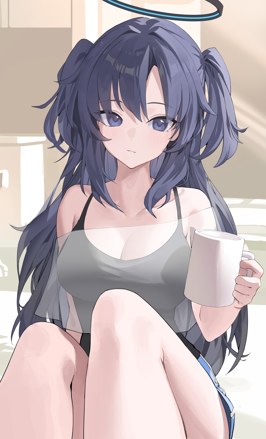 blue_archive, halo, hayase_yuuka, see_through, yo_owl