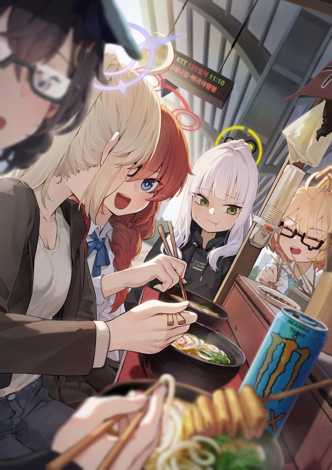 blue_archive, cleavage, halo, kagami_chihiro, kokukyukeo, konuri_maki, megane, omagari_hare