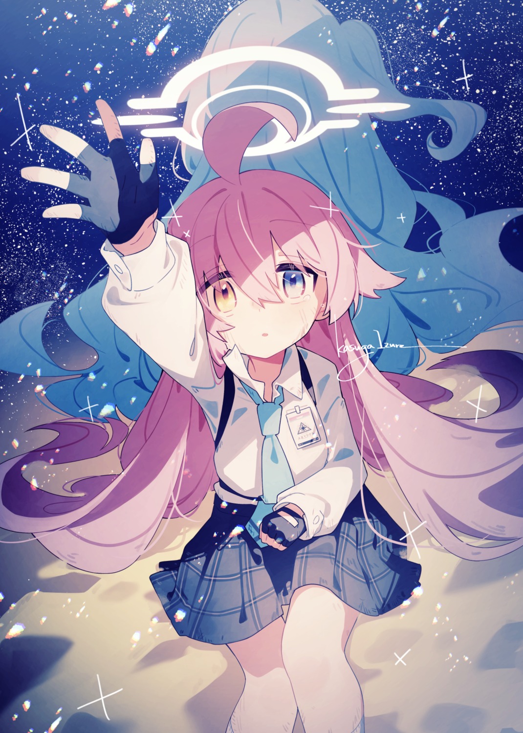 blue_archive, halo, heterochromia, kasuga_izure, kuchinashi_yume, seifuku, takanashi_hoshino
