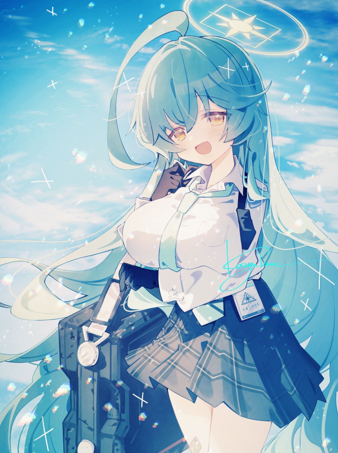 bandaid, blue_archive, halo, kasuga_izure, kuchinashi_yume, seifuku