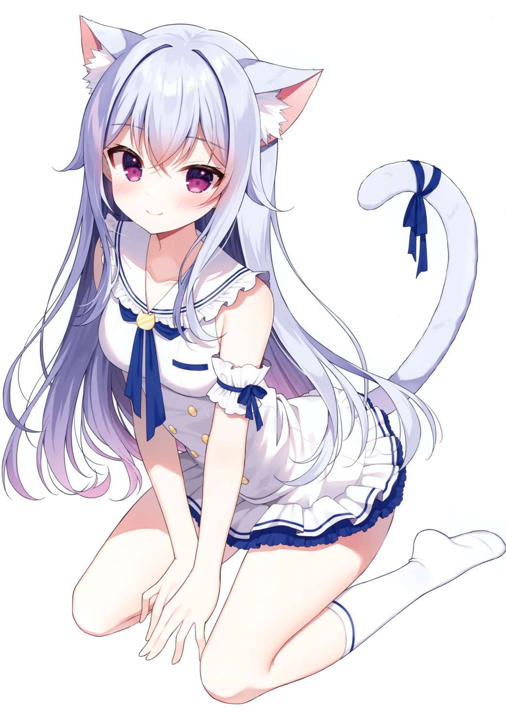 animal_ears, mauve, nekomimi, seifuku, tail, wata★punch