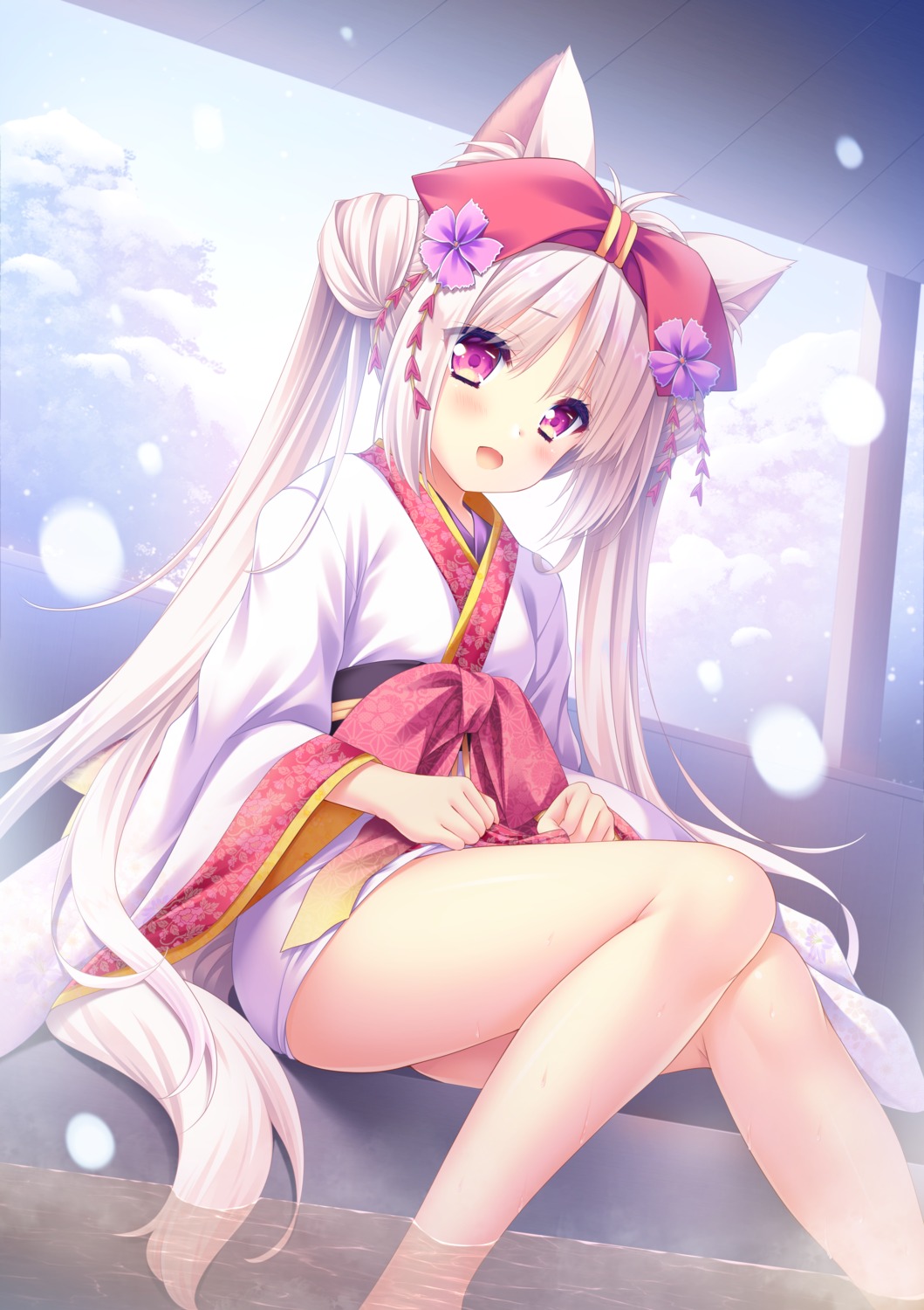 animal_ears, hanairo_heptagram, japanese_clothes, kitsune, lump_of_sugar, miyuri, moekibara_fumitake, onsen