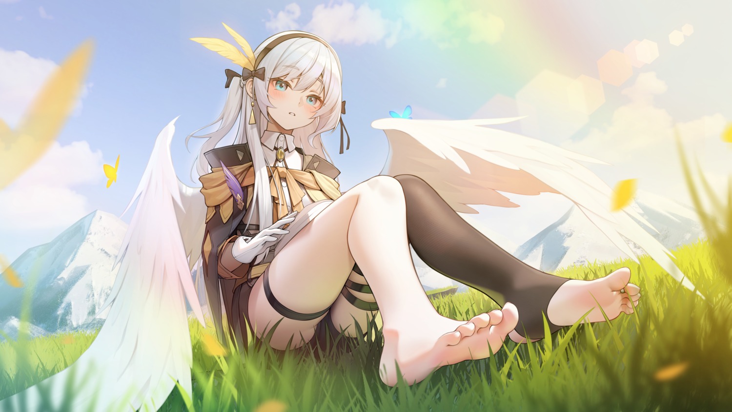 feet, garter, thighhighs, wings, zhenli-mari