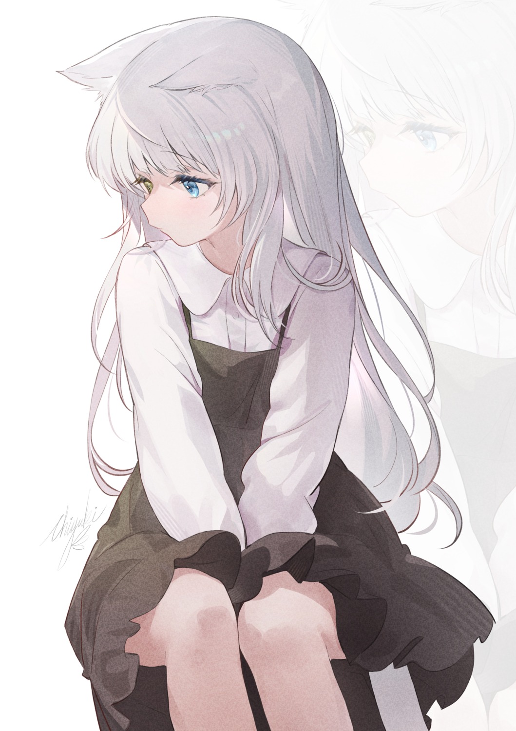 animal_ears, chiyuki, dress, heterochromia, nekomimi