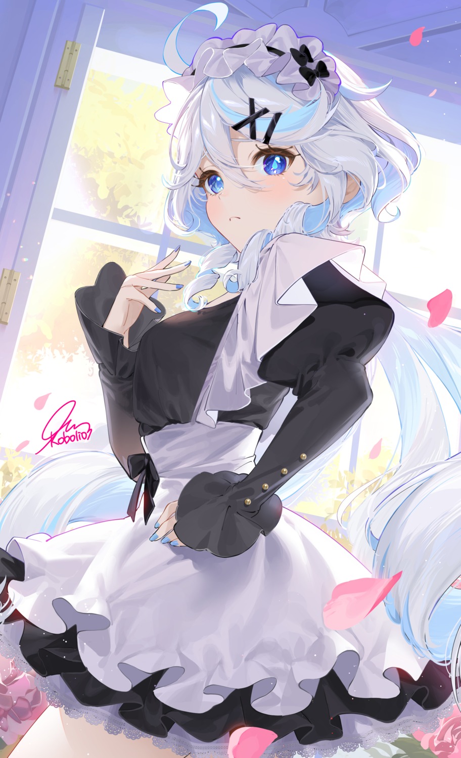 furina, genshin_impact, heterochromia, kkopoli, maid