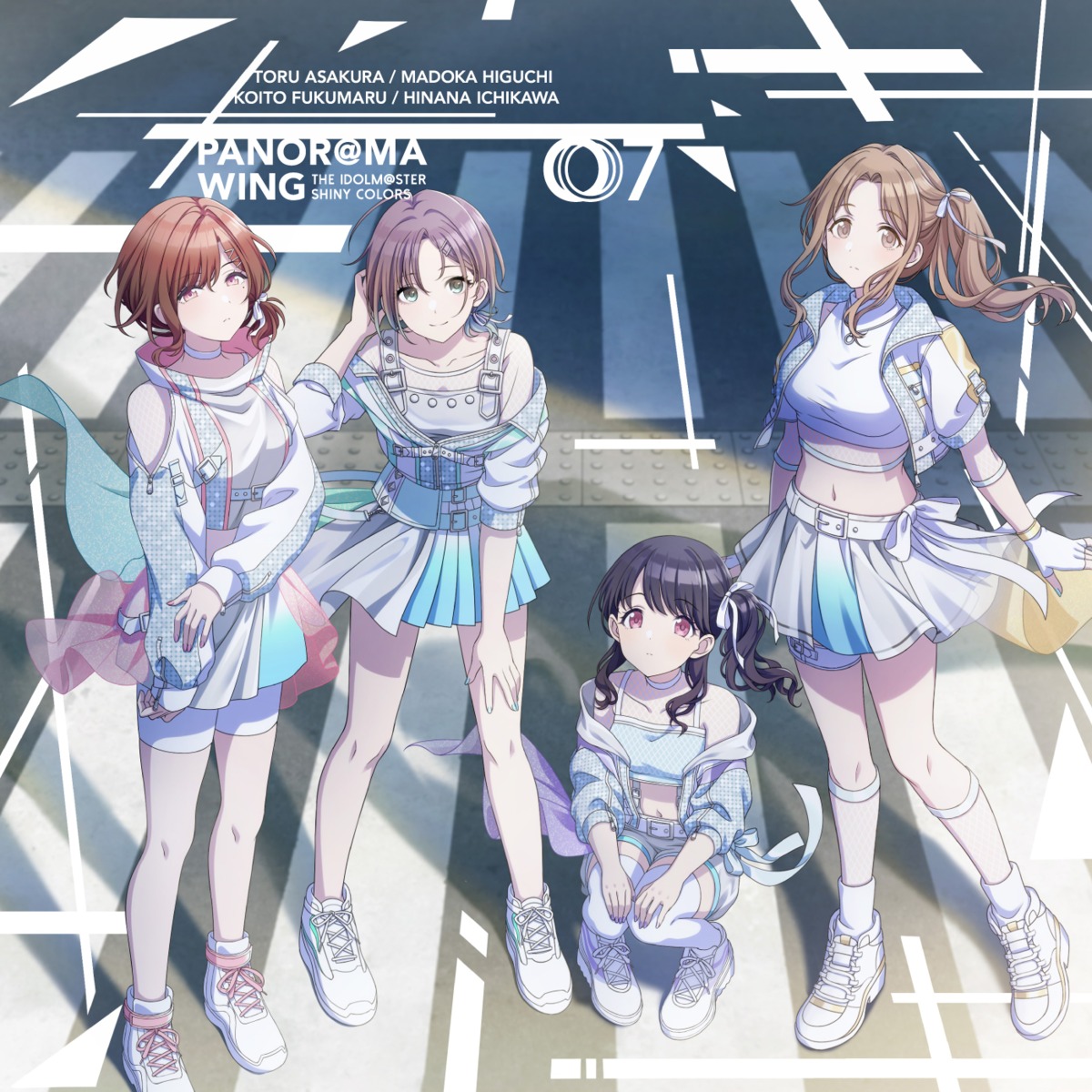 asakura_tooru, bike_shorts, disc_cover, fukumaru_koito, garter, higuchi_madoka, ichikawa_hinana, im@ssc_kaihatsu_team