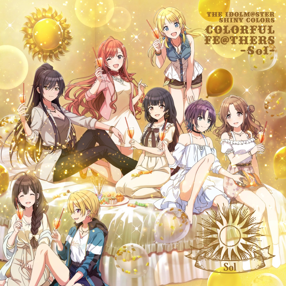 arisugawa_natsuha, asakura_tooru, cleavage, disc_cover, dress, hachimiya_meguru, ichikawa_hinana, im@ssc_kaihatsu_team
