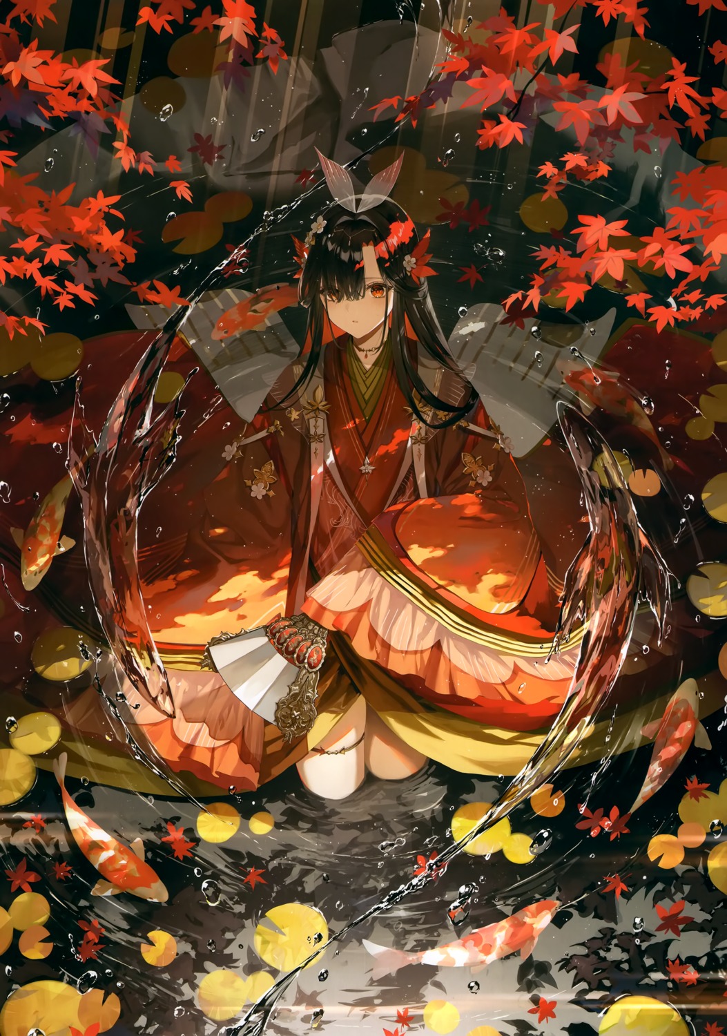 garter, japanese_clothes, kuga_huna, wet