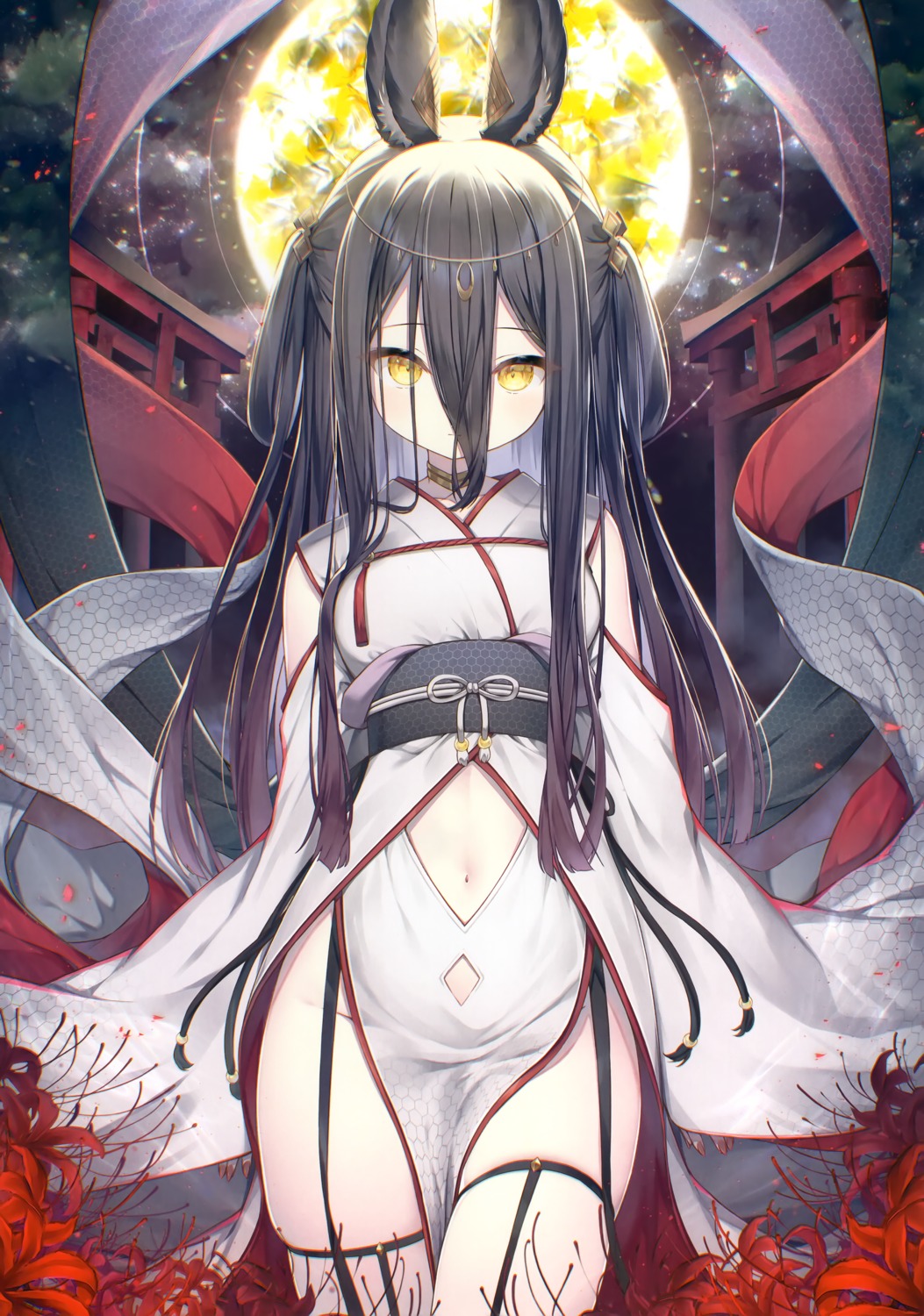 animal_ears, bunny_ears, japanese_clothes, nopan, thighhighs, topia