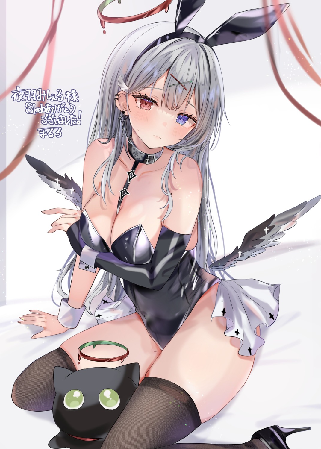 animal_ears, bunny_ears, bunny_girl, halo, heels, heterochromia, maruro, neko