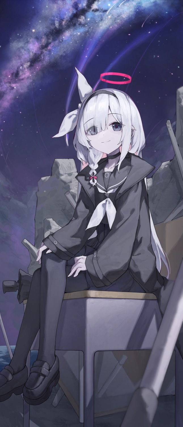 arona_(blue_archive), blue_archive, gun, halo, pantyhose, plana_(blue_archive), seifuku, sentter