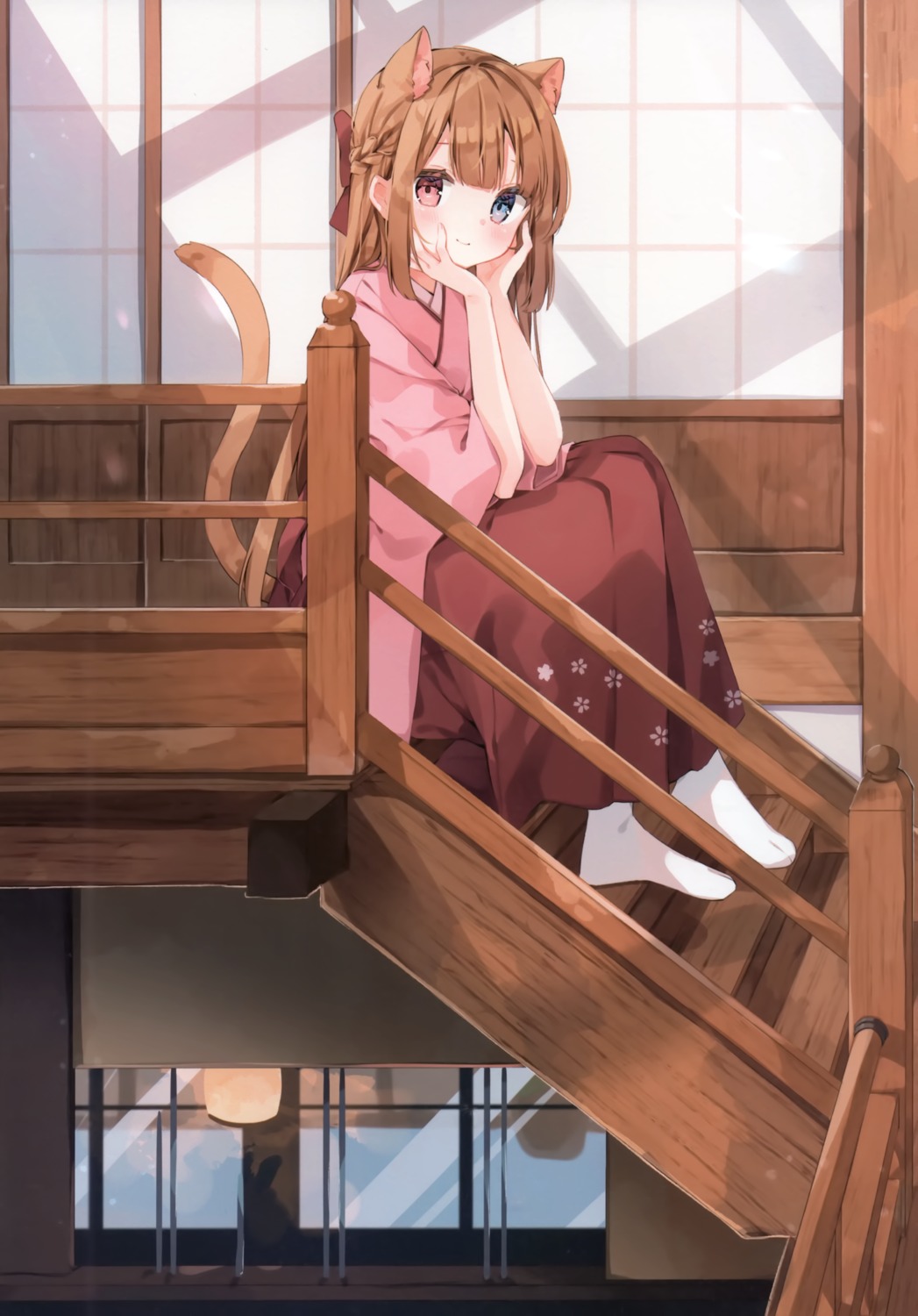 animal_ears, heterochromia, japanese_clothes, nekomimi, pirori_kingdom, pirose, tail