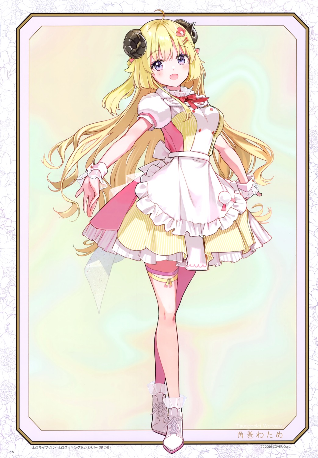 atelier_tiv_artworks, garter, hololive, horns, maid, thighhighs, tiv, tsunomaki_watame