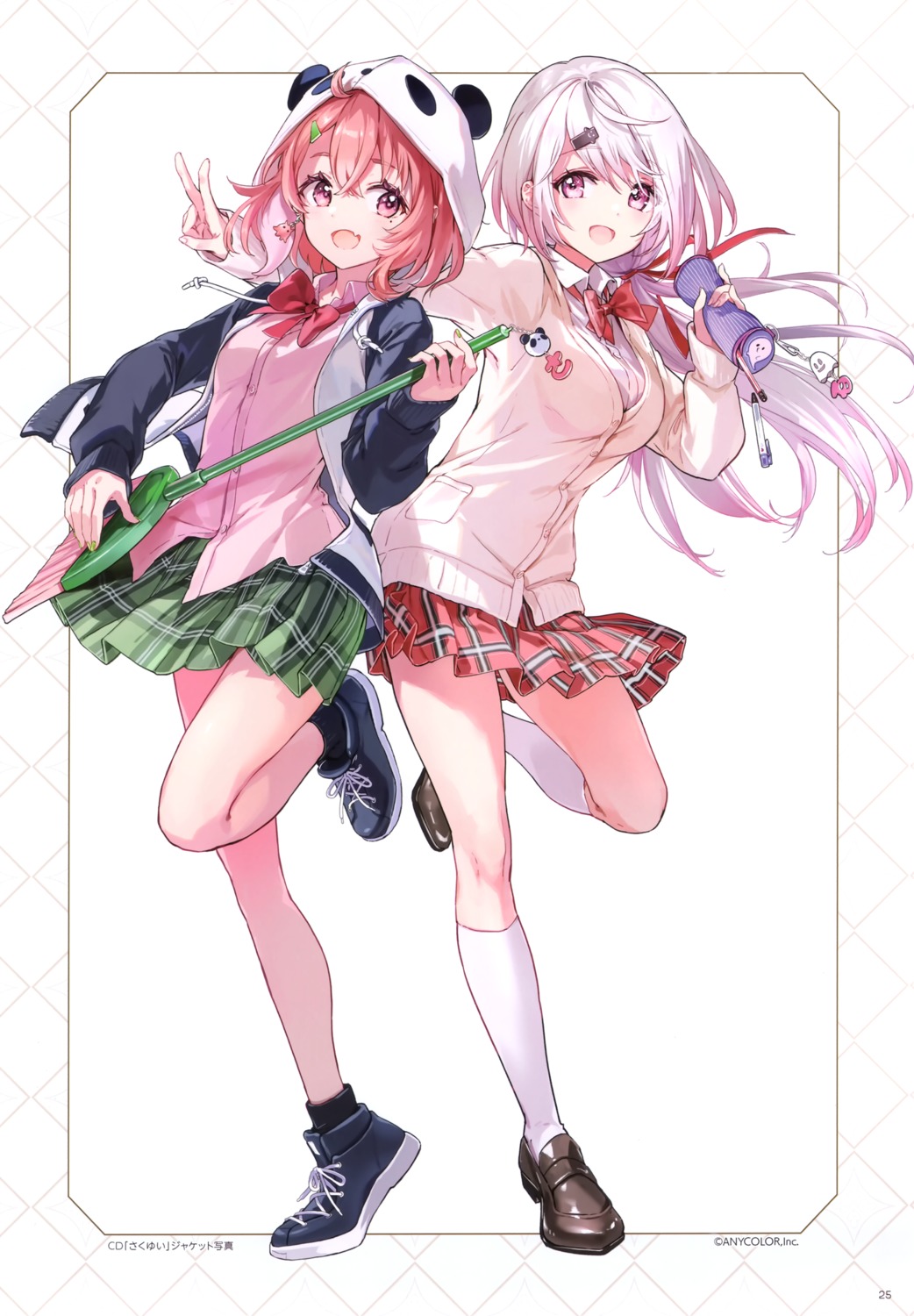 animal_ears, atelier_tiv_artworks, nijisanji, nijisanji_gamers, sasaki_saku, seifuku, shiina_yuika, skirt_lift, sweater, tiv