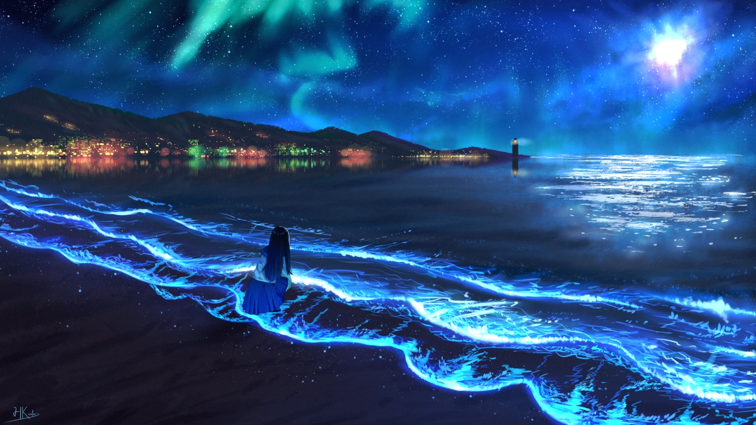 hkcutie, landscape, seifuku, wallpaper