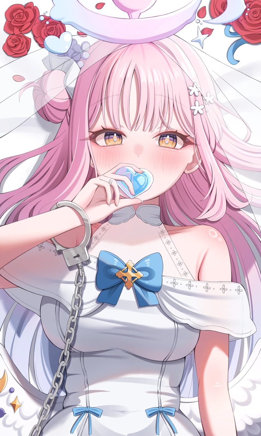 angel, blue_archive, dress, hiyayo25, misono_mika, see_through, wedding_dress, wings