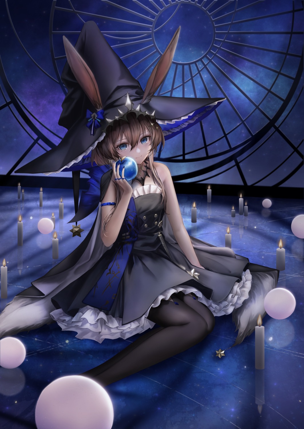 amiya_(arknights), animal_ears, arknights, bunny_ears, mihaia, pantyhose, witch