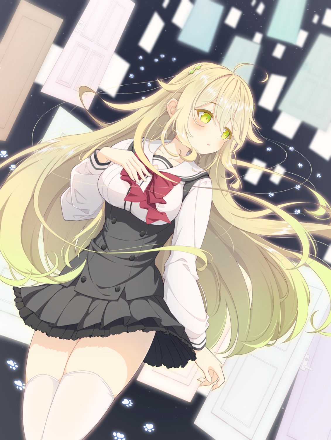 hiiragi_haru, massa, sakura_moyu._-as_the_night's_reincarnation-, seifuku, skirt_lift, thighhighs