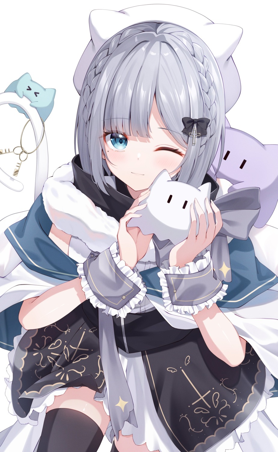 animal_ears, kaga_sumire, lupinus_virtual_games, nekomimi, shinshia_(sinsia_0928), tail, thighhighs, vspo!