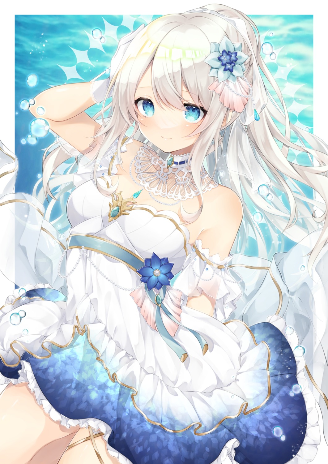dress, garter, indie_virtual_youtuber, nagino_mashiro, no_bra, okurakuma, see_through