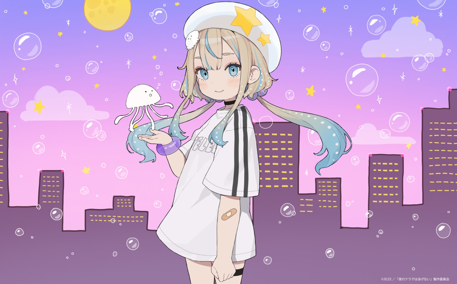 bandaid, garter, jelee-chan, umituki_yoru, yoru_no_kurage_wa_oyogenai