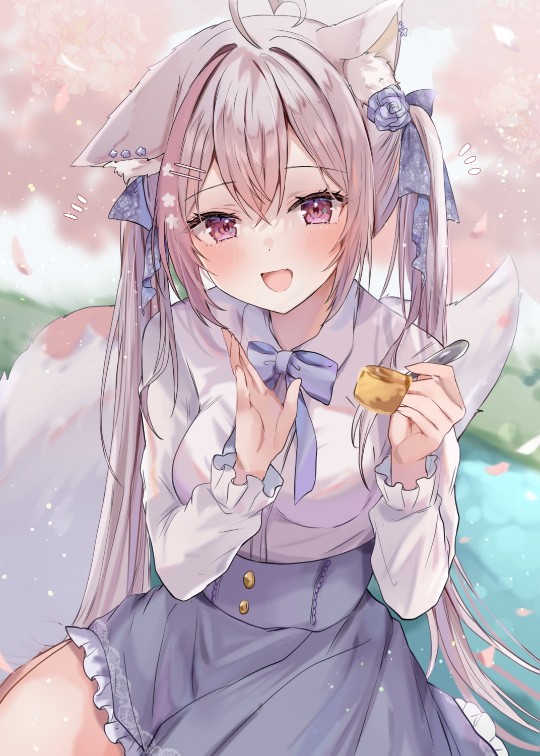 animal_ears, felicia_lulufleur, indie_virtual_youtuber, kitsune, maruro, seifuku, tail